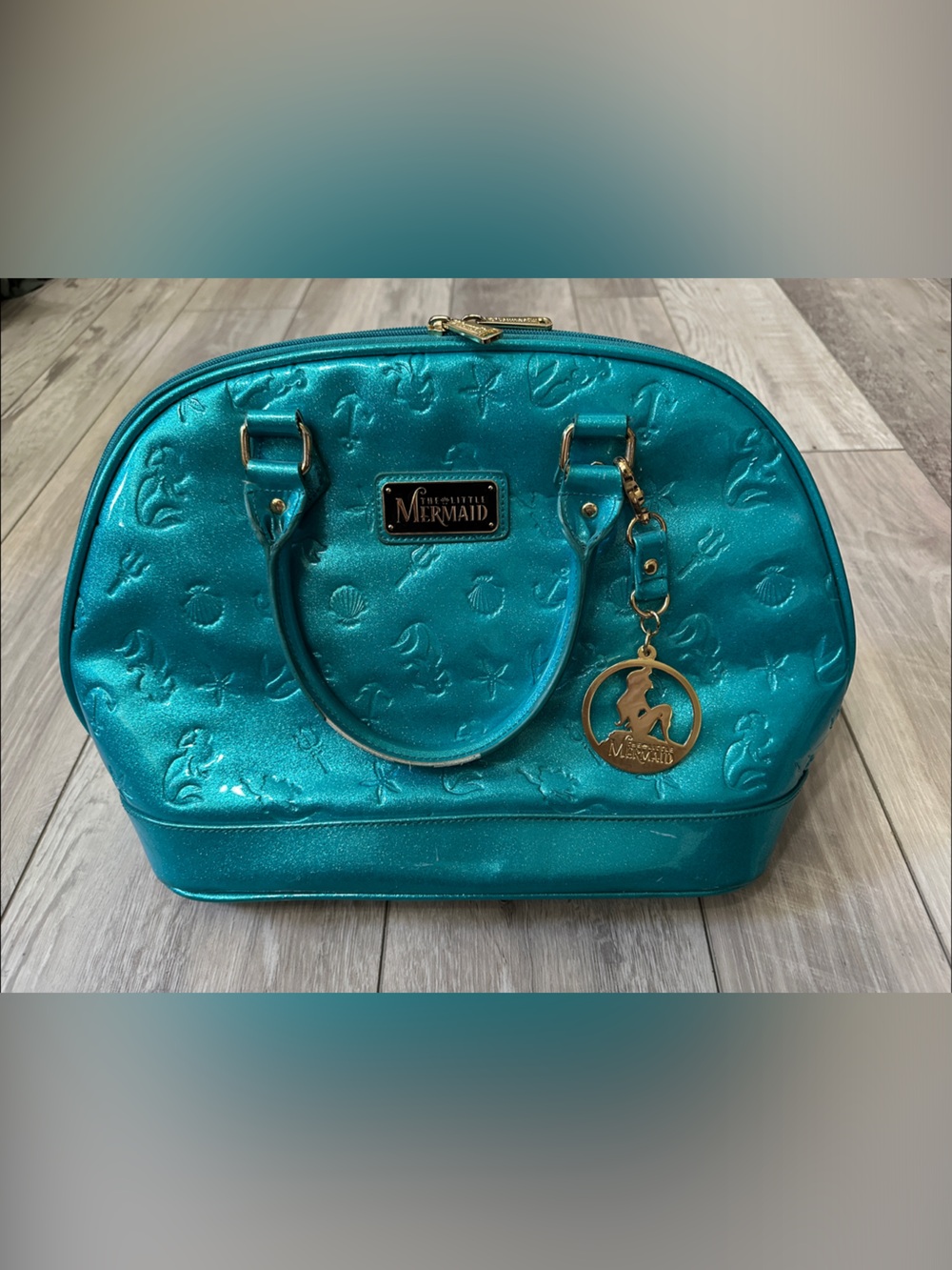 Loungefly Disney The Little Mermaid Teal Metallic Dome Bowler Bag